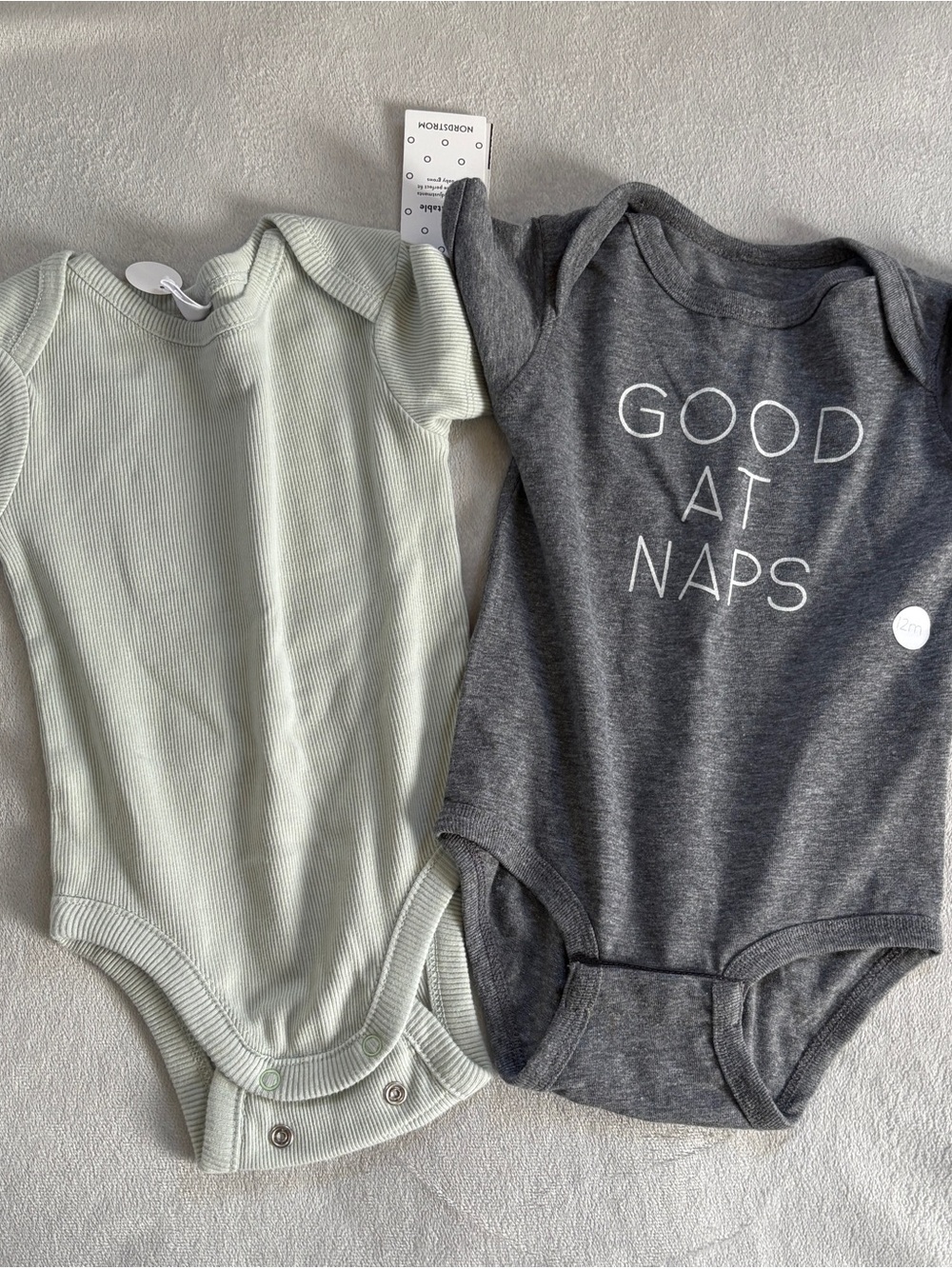 Nordstrom Two-Pack Baby Bodysuits — Gray & Light Sage